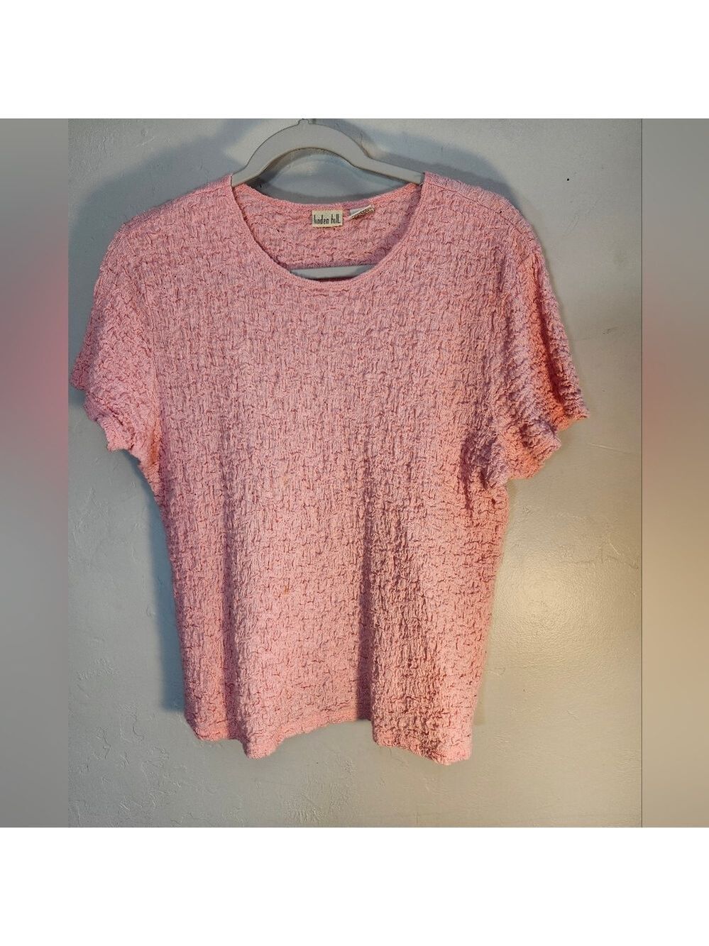 Linden Hill Cotton Blend Peach Textured Top Sz L